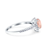 Starburst Teardrop Dainty Art Deco Pear Wedding Bridal Ring Round Simulated Cubic Zirconia 925 Sterling Silver