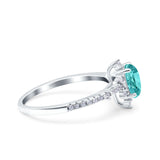 Starburst Teardrop Dainty Art Deco Pear Wedding Bridal Ring Round Simulated Cubic Zirconia 925 Sterling Silver
