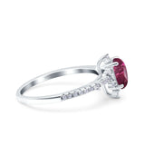 Starburst Teardrop Dainty Art Deco Pear Wedding Bridal Ring Round Simulated Cubic Zirconia 925 Sterling Silver