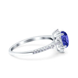 Starburst Teardrop Dainty Art Deco Pear Wedding Bridal Ring Round Simulated Cubic Zirconia 925 Sterling Silver