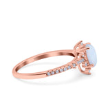 Starburst Teardrop Dainty Art Deco Pear Wedding Bridal Ring Round Simulated Cubic Zirconia 925 Sterling Silver