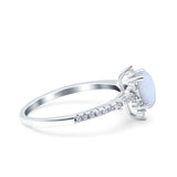 Starburst Teardrop Dainty Art Deco Pear Wedding Bridal Ring Round Simulated Cubic Zirconia 925 Sterling Silver