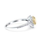 Starburst Teardrop Dainty Art Deco Pear Wedding Bridal Ring Round Simulated Cubic Zirconia 925 Sterling Silver