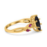 Infinity Twist Marquise Wedding Ring Simulated Cubic Zirconia & Ruby 925 Sterling Silver