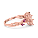 Infinity Twist Marquise Wedding Ring Simulated Cubic Zirconia & Ruby 925 Sterling Silver