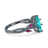 Infinity Twist Marquise Wedding Ring Simulated Cubic Zirconia & Ruby 925 Sterling Silver