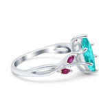 Infinity Twist Marquise Wedding Ring Simulated Cubic Zirconia & Ruby 925 Sterling Silver