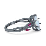 Infinity Twist Marquise Wedding Ring Simulated Cubic Zirconia & Ruby 925 Sterling Silver