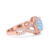 Infinity Twisted Shank Art Deco Halo Oval Wedding Engagement Ring Round Simulated Cubic Zirconia 925 Sterling Silver