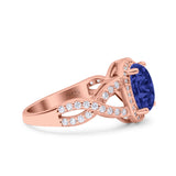 Infinity Twisted Shank Art Deco Halo Oval Wedding Engagement Ring Round Simulated Cubic Zirconia 925 Sterling Silver