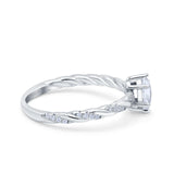 Vintage Style Twisted Half Eternity Band Marquise Wedding Engagement Ring Simulated Cubic Zirconia 925 Sterling Silver