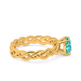 Celtic Weave Braided Style Oval Wedding Engagement Ring Simulated Cubic Zirconia 925 Sterling Silver