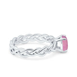 Celtic Weave Braided Style Oval Wedding Engagement Ring Simulated Cubic Zirconia 925 Sterling Silver