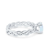 Celtic Weave Braided Style Oval Wedding Engagement Ring Simulated Cubic Zirconia 925 Sterling Silver