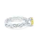 Celtic Weave Braided Style Oval Wedding Engagement Ring Simulated Cubic Zirconia 925 Sterling Silver