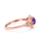 Halo Art Deco Cluster Floral Wedding Engagement Ring Round Simulated Cubic Zirconia 925 Sterling Silver