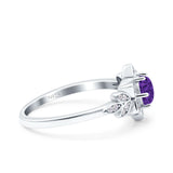 Halo Art Deco Cluster Floral Wedding Engagement Ring Round Simulated Cubic Zirconia 925 Sterling Silver