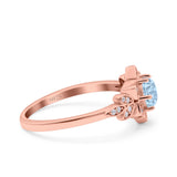 Halo Art Deco Cluster Floral Wedding Engagement Ring Round Simulated Cubic Zirconia 925 Sterling Silver