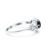 Halo Art Deco Cluster Floral Wedding Engagement Ring Round Simulated Cubic Zirconia 925 Sterling Silver