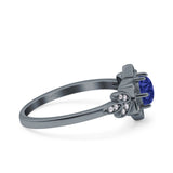 Halo Art Deco Cluster Floral Wedding Engagement Ring Round Simulated Cubic Zirconia 925 Sterling Silver