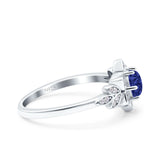 Halo Art Deco Cluster Floral Wedding Engagement Ring Round Simulated Cubic Zirconia 925 Sterling Silver