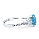 Art Deco Emerald Cut Wedding Bridal Ring Round Simulated Cubic Zirconia 925 Sterling Silver