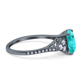 Art Deco Emerald Cut Wedding Bridal Ring Round Simulated Cubic Zirconia 925 Sterling Silver