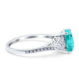 Art Deco Emerald Cut Wedding Bridal Ring Round Simulated Cubic Zirconia 925 Sterling Silver