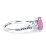 Art Deco Emerald Cut Wedding Bridal Ring Round Simulated Cubic Zirconia 925 Sterling Silver