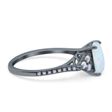 Art Deco Emerald Cut Wedding Bridal Ring Round Simulated Cubic Zirconia 925 Sterling Silver