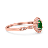Halo Vintage Floral Art Deco Wedding Bridal Ring Oval Simulated Cubic Zirconia 925 Sterling Silver