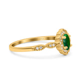 Halo Vintage Floral Art Deco Wedding Bridal Ring Oval Simulated Cubic Zirconia 925 Sterling Silver