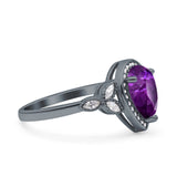 Halo Art Deco Wedding Pear Bridal Ring Marquise Round Simulated Cubic Zirconia 925 Sterling Silver