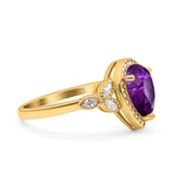 Halo Art Deco Wedding Pear Bridal Ring Marquise Round Simulated Cubic Zirconia 925 Sterling Silver