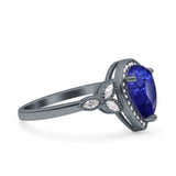 Halo Art Deco Wedding Pear Bridal Ring Marquise Round Simulated Cubic Zirconia 925 Sterling Silver