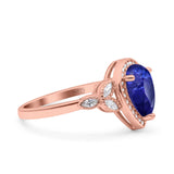 Halo Art Deco Wedding Pear Bridal Ring Marquise Round Simulated Cubic Zirconia 925 Sterling Silver