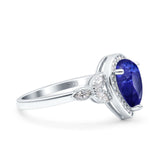 Halo Art Deco Wedding Pear Bridal Ring Marquise Round Simulated Cubic Zirconia 925 Sterling Silver