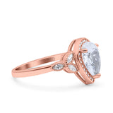 Halo Art Deco Wedding Pear Bridal Ring Marquise Round Simulated Cubic Zirconia 925 Sterling Silver