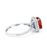 Emerald Cut Art Deco Halo Wedding Bridal Engagement Ring Round Simulated Cubic Zirconia 925 Sterling Silver