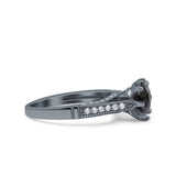 Art Deco Wedding Engagement Bridal Ring Round Simulated Cubic Zirconia 925 Sterling Silver