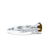 Art Deco Wedding Engagement Bridal Ring Round Simulated Cubic Zirconia 925 Sterling Silver