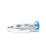 Art Deco Wedding Engagement Bridal Ring Round Simulated Cubic Zirconia 925 Sterling Silver