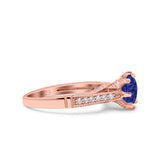 Art Deco Round Simulated CZ Engagement Ring in 925 Sterling Silver