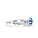 Art Deco Wedding Engagement Bridal Ring Round Simulated Cubic Zirconia 925 Sterling Silver