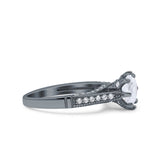 Art Deco Round Simulated CZ Engagement Ring in 925 Sterling Silver