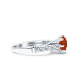 Art Deco Wedding Engagement Bridal Ring Round Simulated Cubic Zirconia 925 Sterling Silver