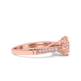 Art Deco Wedding Engagement Bridal Ring Round Simulated Cubic Zirconia 925 Sterling Silver