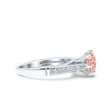 Art Deco Wedding Engagement Bridal Ring Round Simulated Cubic Zirconia 925 Sterling Silver