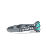 Art Deco Wedding Engagement Bridal Ring Round Simulated Cubic Zirconia 925 Sterling Silver