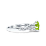 Art Deco Wedding Engagement Bridal Ring Round Simulated Cubic Zirconia 925 Sterling Silver
